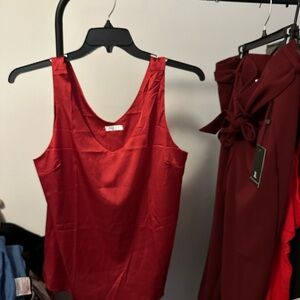 Elegant Red Sleeveless Top